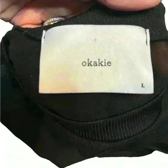 Okakie Womens Sheer Double Layer Tank Bodysuit Sleeveless Crewneck Black Size L - Picture 5 of 5